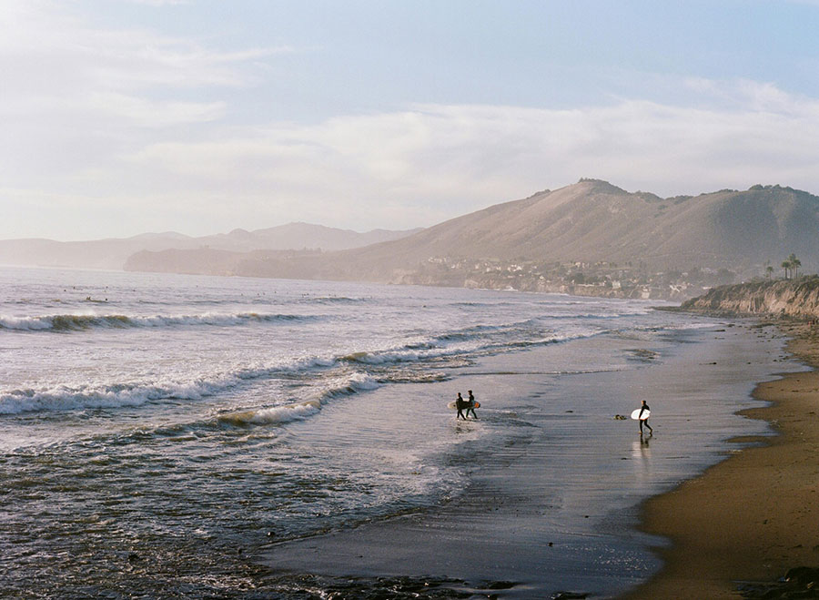 Scenic hazy view of a beach on California's Central Coast